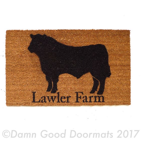 custom name Farm black angus cow doormat entrance rug