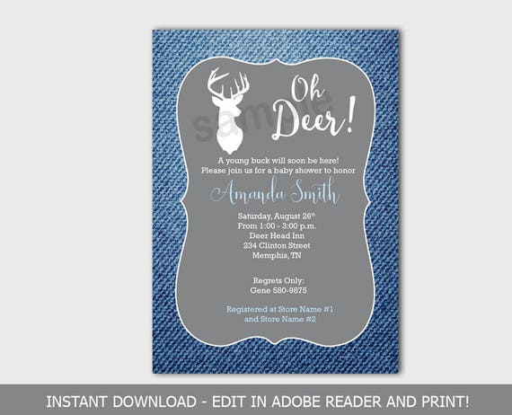 Deer Head Baby Shower Invitations 2