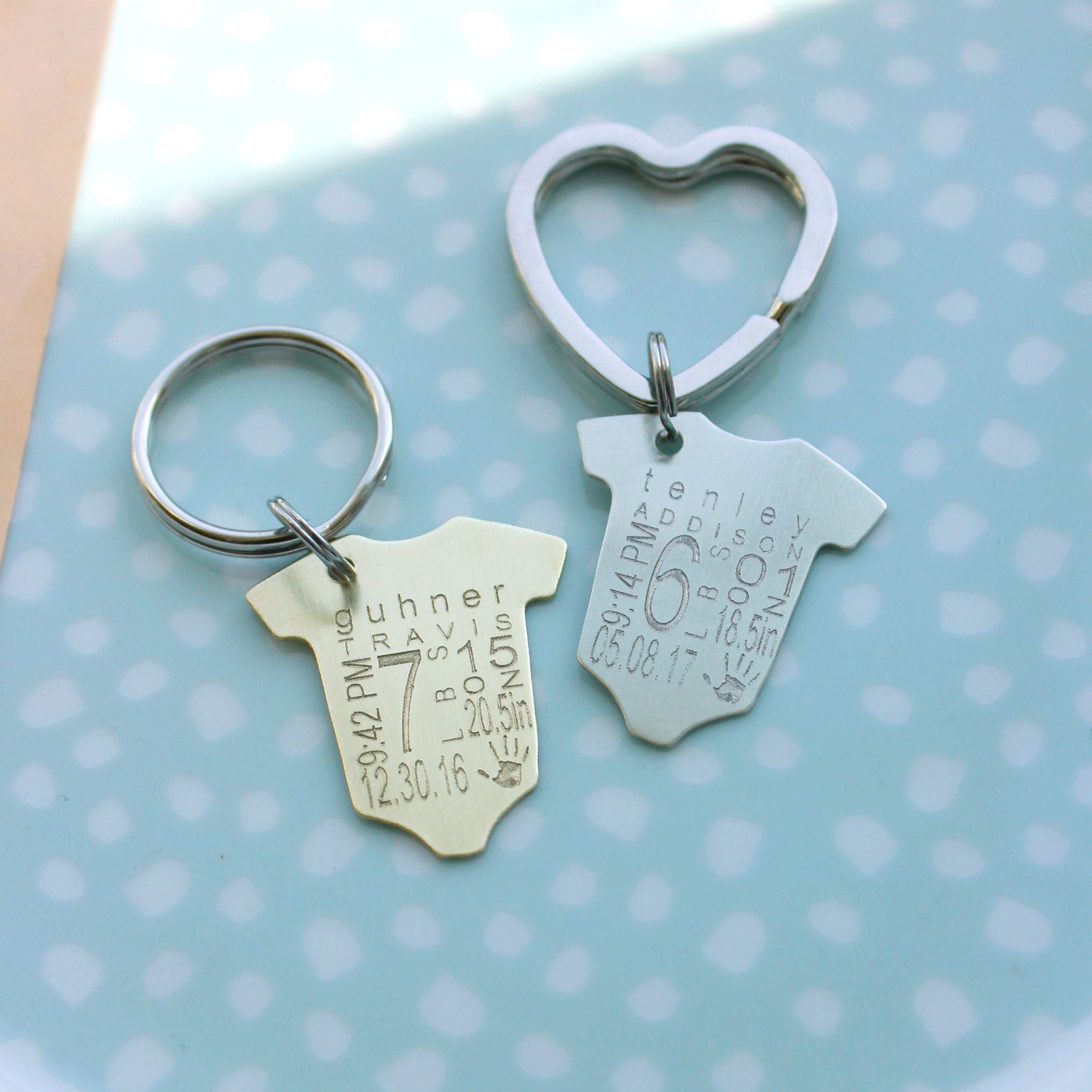 Baby Announcement Baby Statistics Stats Keyring Keychain New