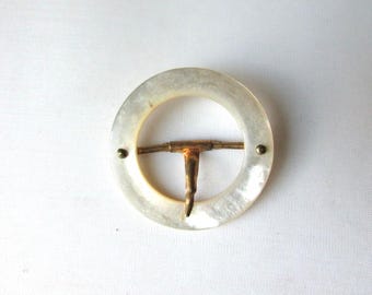 Mother Of Pearl Sash Buckle Carved Shell MOP Victorian Edwardian Jewelry Supply Bridal