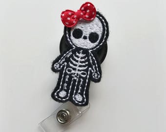 nurse badge reel, doctor badge reel, retractable badge, medical badge reel, X-ray badge clip, radiologist gift, skeleton badge reel