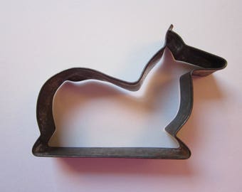 vintage tin cookie cutter - primitive horse cookie cutter, laying horse or deer