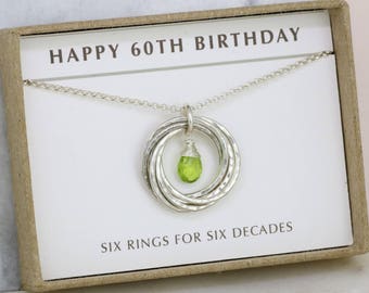 60th birthday gift, August birthstone necklace, peridot jewelry, August birthday gift for 60th - Lilia