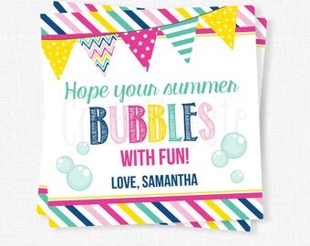 Hope Your Summer Bubbles With Fun Tag, End of School Year Tag, Last Day of School Gift Tag, Printable Summer Tag, Bubbles Gift Tag