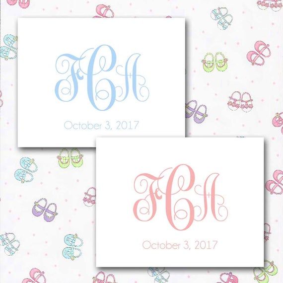 Baby Monogram Classic Three Initial Monogram Baby Pink Baby