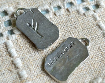 Fehu Rune Fulfillment Wealth Luck Sign Pewter Ancient Pendant Runes