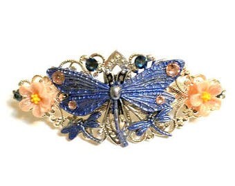 Dragonfly Crystal Barrette, Vintage Style, Hair Jewelry,Bride,Bridesmaids,Prom,Hair Accessories,Swarovski Crystal Barrette,Filigree Barrette