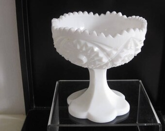 vintage Milk Glass Footed Bowl