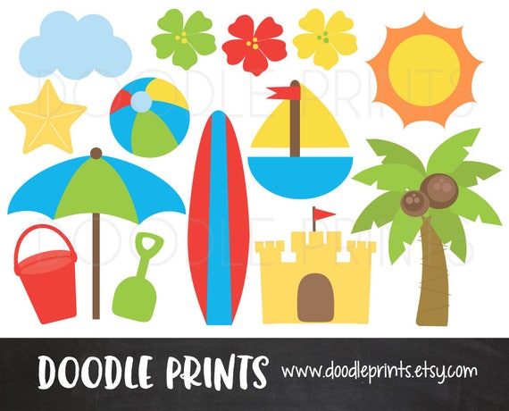 Digital Clip Art Printable Beach Clipart Surf Summer Digital Clip Art Printable Beach Clipart Surf Summer