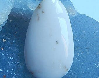 White Agate Cabochon,45x27x7mm,13.59g(C031)