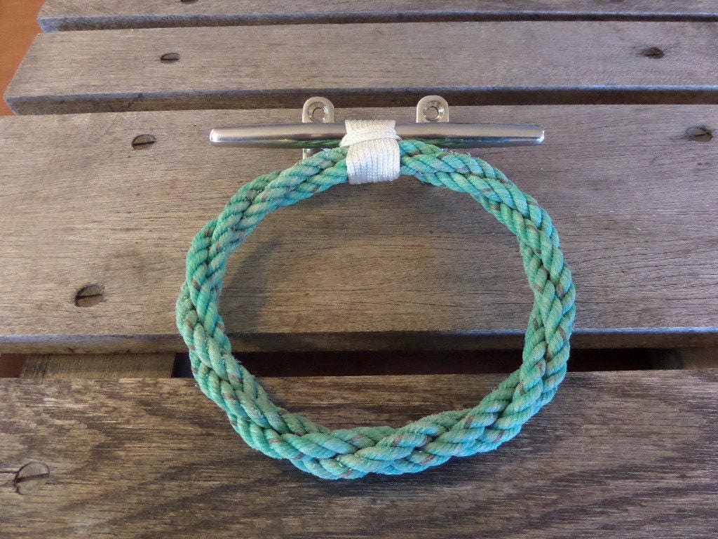 Rope Towel Ring With Stainless Steel Cleat Nautical Decor Bathroom Rope Towel Ring With Stainless Steel Cleat Nautical Decor Bathroom