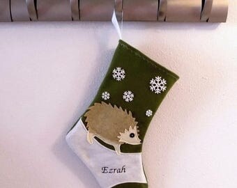 CHRISTMAS IN JULY Hedgehog Personalized Christmas Stocking by Allenbrite Studio