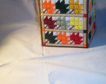 Plastic Canvas Autumn Leavea Tissue Box Cover