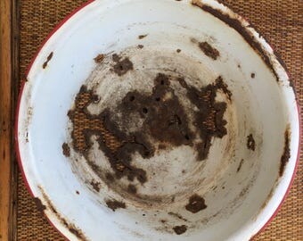 Large Old Vintage Wash Basin Dish Pan Farm Country Garden Planter Porcelain Enamel Rusty
