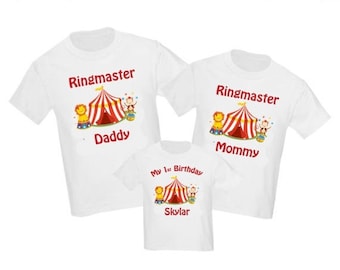 ON SALE Set of 3 Circus Carnival Birthday Family Shirts Set - ANY Age