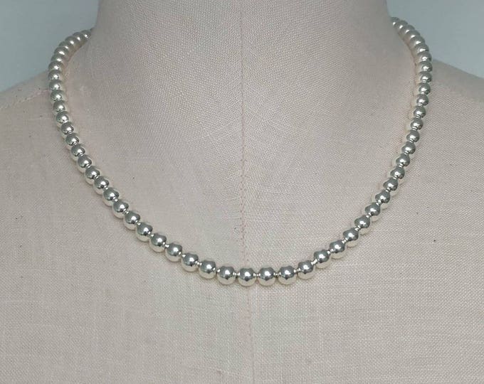 Silver bead necklace, Silver necklace, silver bead necklace, Tiffany style necklace, silver bead jewelry, bead necklace, silver jewelry