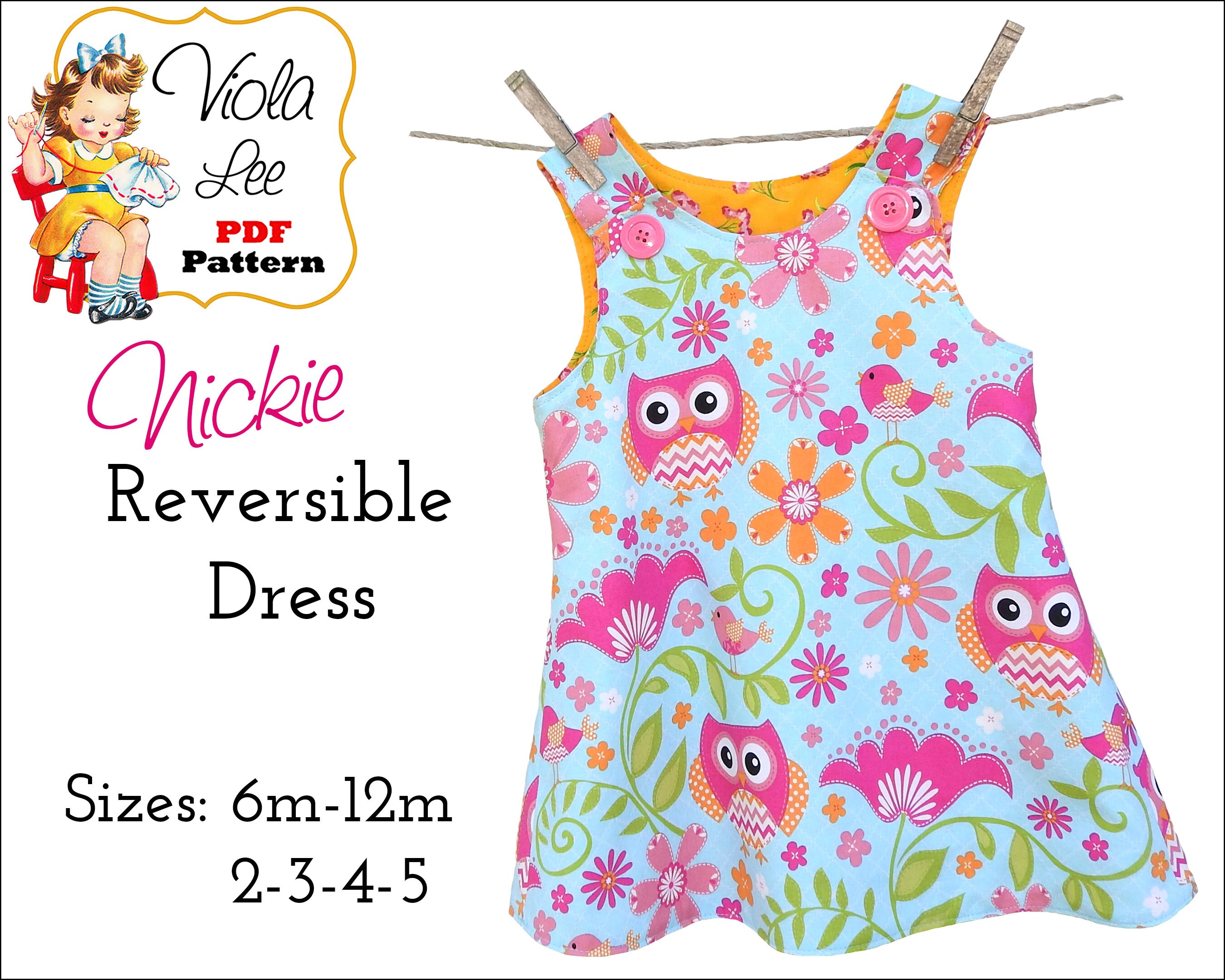 Reversible A-line Dress Pattern Girl's Dress Pattern