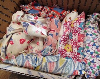 vintage feed sack fabric pieces