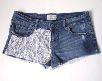 Adult Size 5/6 - Vintage Up-cycled Denim Shorts Jeans Hot Pants Kids Children Toddler Baby Infant