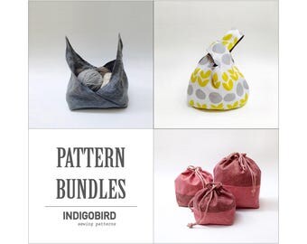 Knitting Bag, Project Bag, Knot Bag, Pattern bundles, Drawstring bag, bento bag