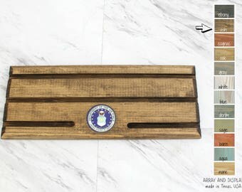 Wood Military Air Force Medal Coin Award Displays, Wooden Coin Holder Displays, Coin Challenge Display, First Responders Awards Displays