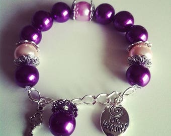 Charm bracelet purple pink light and purple #72