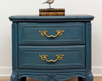 SOLD Hand Painted, Vintage French Provincial Nightstand, Shabby Chic Night Stand
