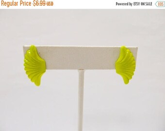 ON SALE Retro Neon Yellow Enameled Metal Earrings Item K # 2527