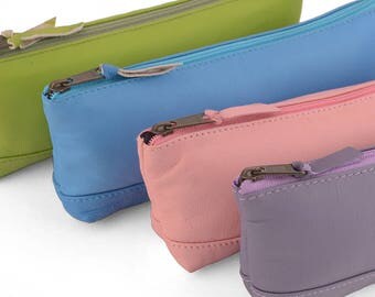 Leather Pencil Case, zip closure. Available in lots of colors.