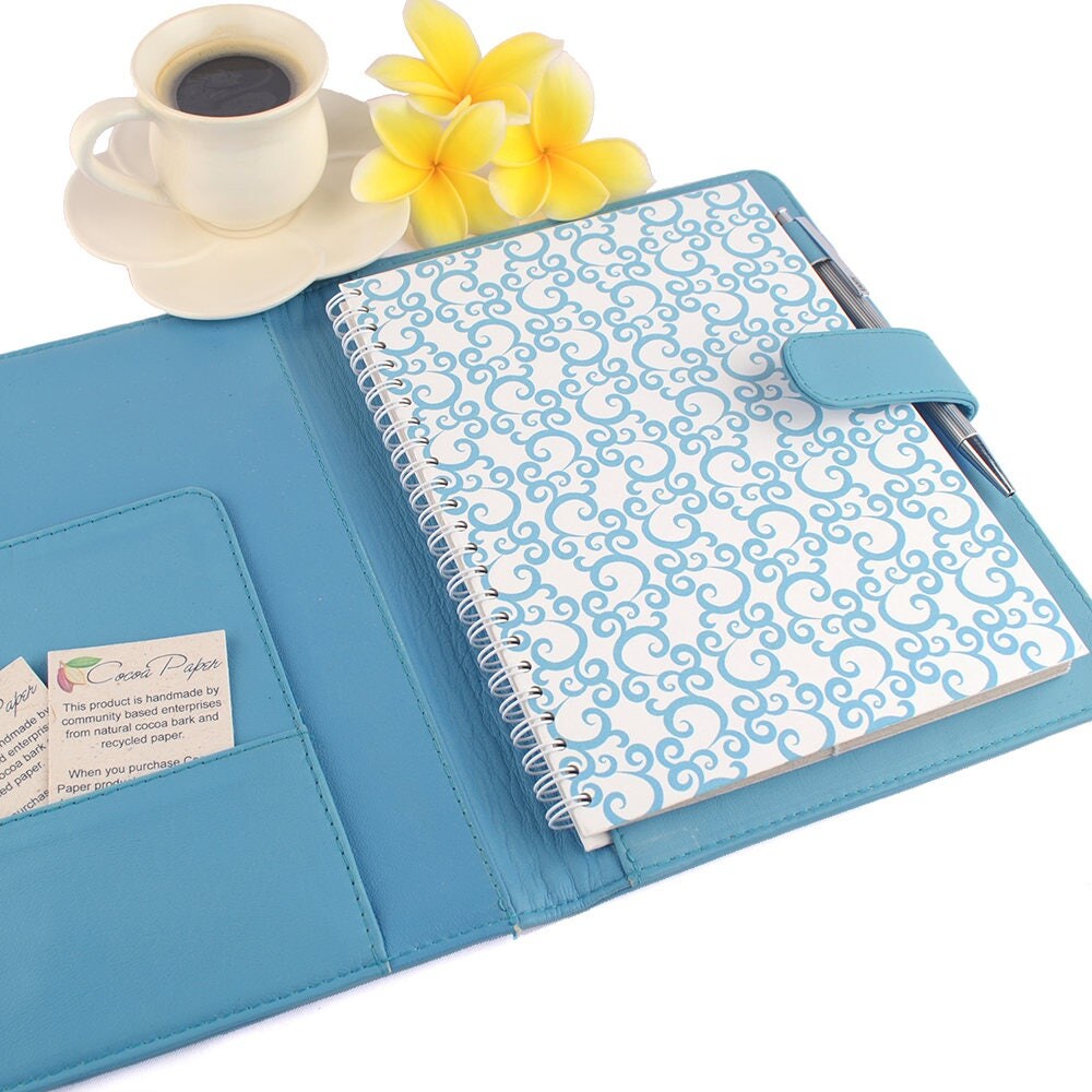 A5 Leather Side Opening Note Book Holder. Personalized 2