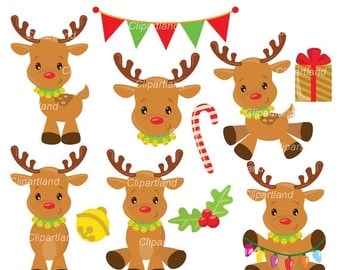 ON SALE INSTANT Download. Ccr_17_Christmas_Reindeer. Reindeer clip art. Personal and commercial use.