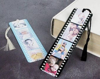 ON SALE Personalised Photo Bookmark - Metal Book Mark Page - Photograph Film Reel P45