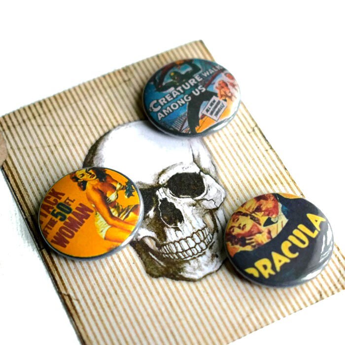 Horror Badges Horror Pinback B Movie Pins Dracula Badges