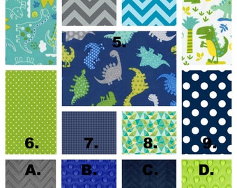 Crib Bedding Set, Dinosaur, Baby Blanket, Blue Green Gray, Nursery Decor, Baby Shower, Boppy Cover, Changing Pad, Skirt, Crib Sheet, Bumpers