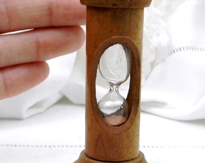 Vintage Traditional Treen Egg Timer, Glass and Pale Pink Sand, French Country Cottage Kitchen Decor, Retro Rustic Cooking Vintage Traditional Treen Egg Timer, Glass and Pale Pink Sand, French Country Cottage Kitchen Decor, Retro Rustic Cooking