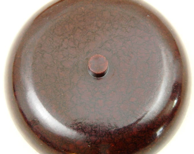 Small Vintage Bakelite Bowl / Dish on Wooden Base, Art Deco 1930s French Trinket Dish, Paint Brush Water Dish, Beading Bowl