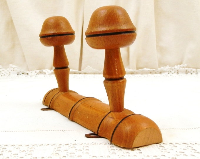 Antique French Faux Bamboo Wooden 2 Hook Coat Rack, Home Improvement, 2 Hat Clothes Hooks Made of Wood from France, Country Cottage Decor