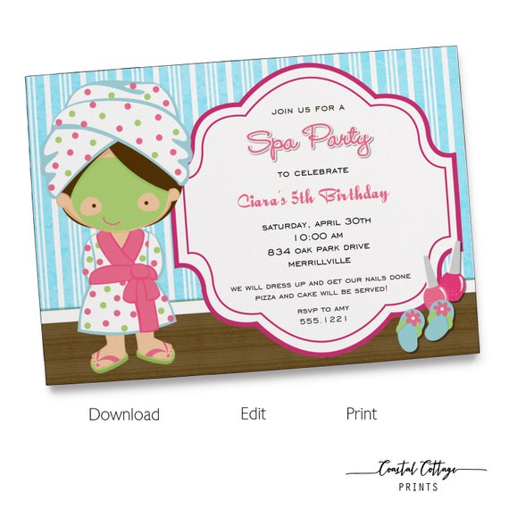 Spa Party Invitation Spa Party Invitation