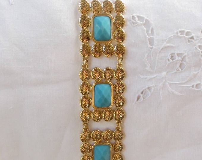 Joan Rivers Necklace, Classics Collection, Gold Faux Turquoise, Long Statement Necklace, Boho Jewelry
