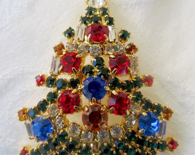 Christmas Tree Pin, Signed OTC, Vintage Christmas Brooch, Vintage Christmas Holiday Jewelry