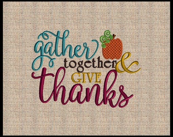 Download Give Thanks Fall Embroidery Design Pumpkin Embroidery Design