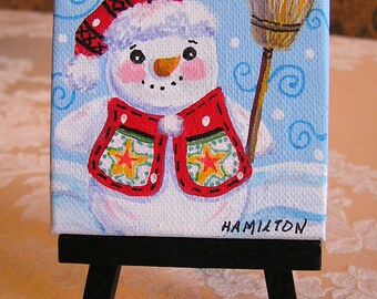 Snowman painting | Etsy