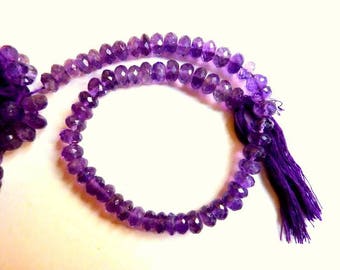 Amethyst faceted roundell beads strands 8 mm 10 mm