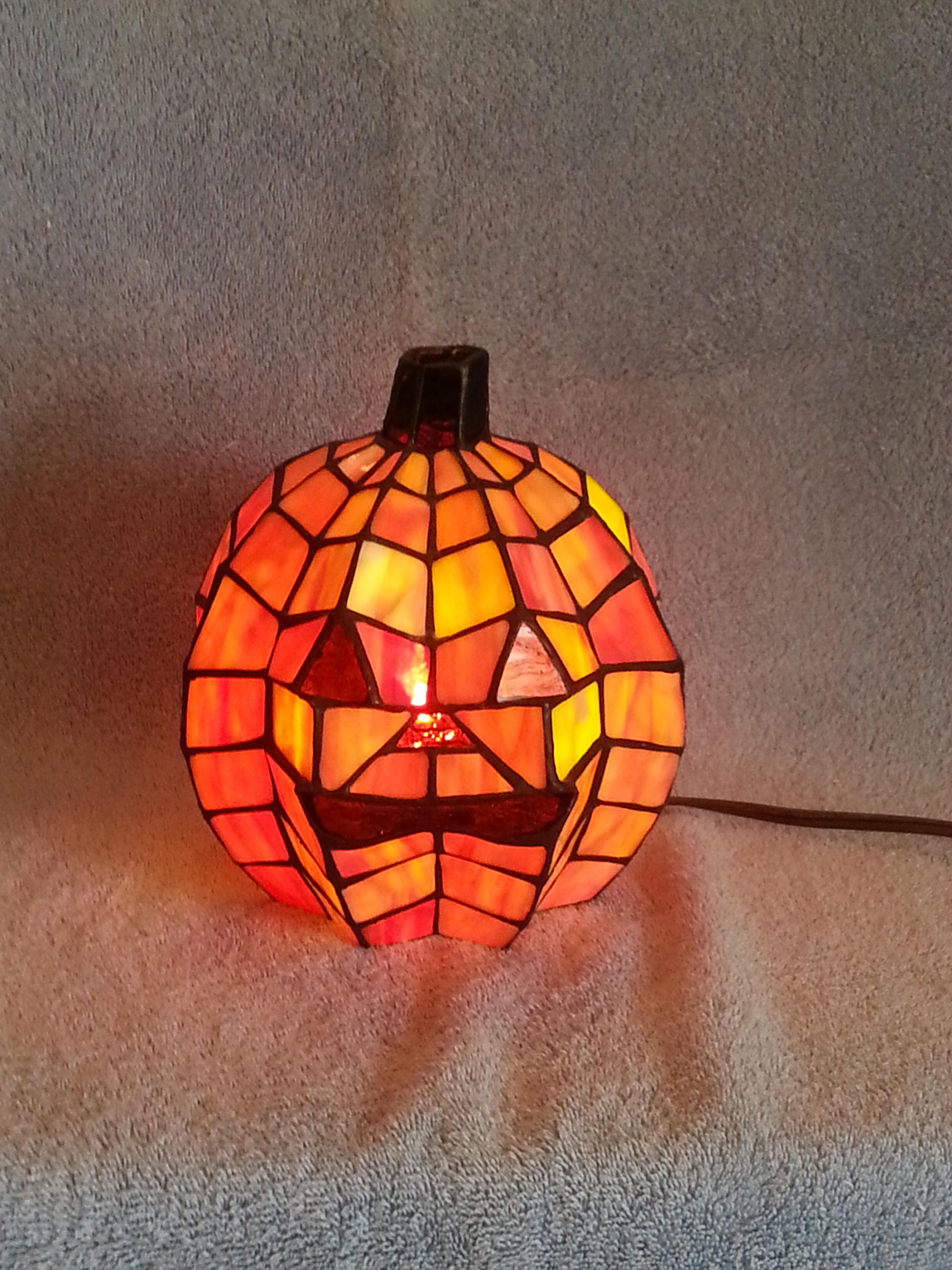 Stained Glass Pumpkin Lamp Accent Lamp Halloween Lamp