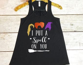 Hocus Pocus Shirt, I Put A Spell On You, Sanderson Sisters Glitter Shirt, Halloween Shirt, Women's Tee, Toddler Shirt, Youth Shirt