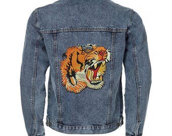 BIG Embroidered Tiger Head Badge Patch, Motif, Applique