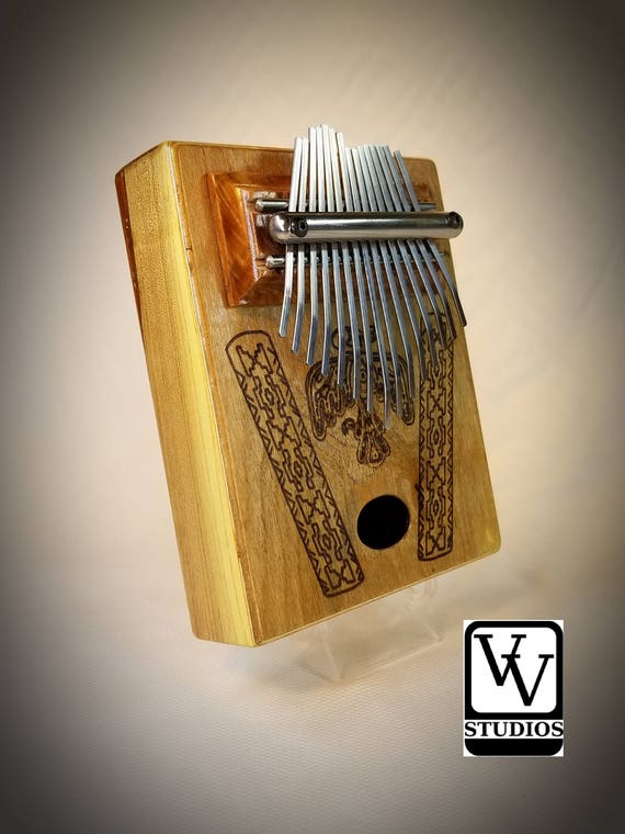 15 Note Thumb Harp with Thunderbird Engraving