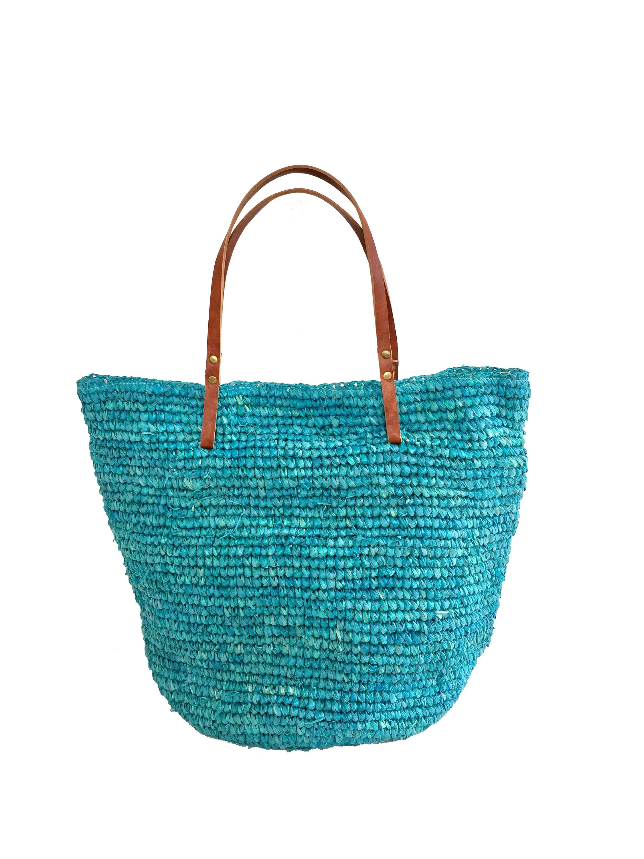 Turquoise Woven Straw Beach Bag Turquoise Straw Basket