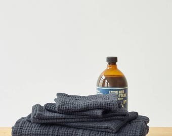Dark Grey Linen Waffle Towel