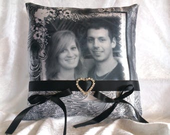 coussin alliance satin personnalisé avec votre photo